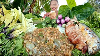 กินข้าวซุบบักเขือทอดปลาทูคอหมูย่างแซ่บข้าวเบิดติ๊บอีกเเล้วจ้า|หนิงมาพาแซ่บ16 เมษายน2024