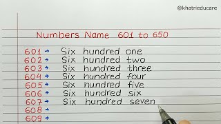 Write number names 601 to 650 in words II 601 to 650 number names II write spelling 601 to 650