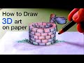 Very Easy! How to Draw a 3D Wishing Well on Paper step by step / Optical Illusion