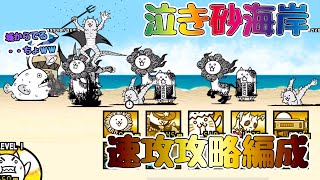 【🐈にゃんこ大戦争】岩海苔半島「泣き砂海岸」を速攻かんたん攻略編成※編成、レベル詳細は説明欄参照【🐈The Battle Cats】