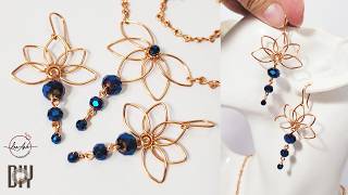 How to make beautiful lotus | handmade earrings and necklaces making at home 1096