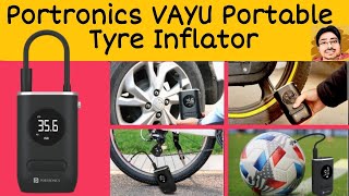 Portronics VAYU Portable Tyre Inflator| Portronics 150 psi tyre air pump for car \u0026 bike