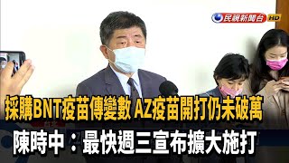 AZ開打「未破萬」 陳時中:最快週三宣布擴大施打－民視台語新聞