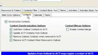 123 ACT! Sync Synchronization Settings