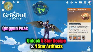 Genshin Impact Qingyun Peak Unlock 5 Star Recipe & 4 Star Artifacts Rewards