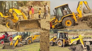 new JCB 3dx machine loading sonalika Di50 tractor Mahindra tractor Swaraj Arjun powertrac 🚜 loading