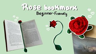 How to Crochet a Rose Bookmark - BEGINNER FRIENDLY