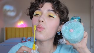 ASMR Tingly Bubble Themed Triggers 🫧 🛁 (bubble bath slime, water globes, blowing bubbles, bead soup)