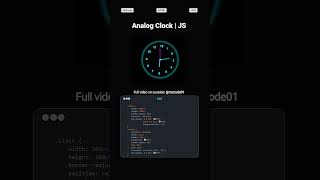 Analog Clock with HTML, CSS & JavaScript | MZCode01 #CSS #javascript #coding #shorts