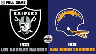 Madden NFL 2004 Historic Teams - 1983 Los Angeles Raiders vs 1981 San Diego Chargers