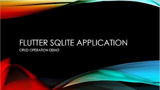 Flutter SQLite Demo App - CRUD operations example