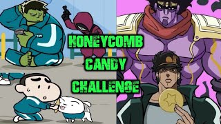 SQUID GAMES: Honeycomb Challenge with Shinchan, Doraemon, Hulk & Jojo's Bizzare Adventure #shorts