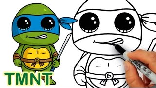 How to Draw Teenage Mutant Ninja Turtle Leonardo Cute step by step