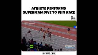 Athlete does a Superman dive to win race! #shorts