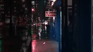 Walking in Heavy Thunderstorm at Night in NYC (Umbrella Binaural 3D Rain Sounds) ASMR 4K