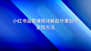 小红书运营全攻略：起号策划与高效变现方法详解