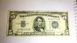 5 Silver Certificate 1934 C Blue Seal