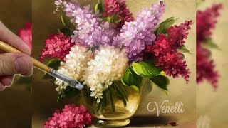 BEAUTIFUL FLOWER PAINTING / PAINTING STEP BY STEP / HOW TO PAINT FLOWERS IN A TRANSPARENT VASE