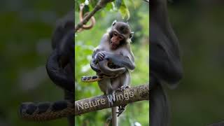 Monkey attack to snake 😱🐍#wildlife #animals #funny #animallover #shorts #monkey