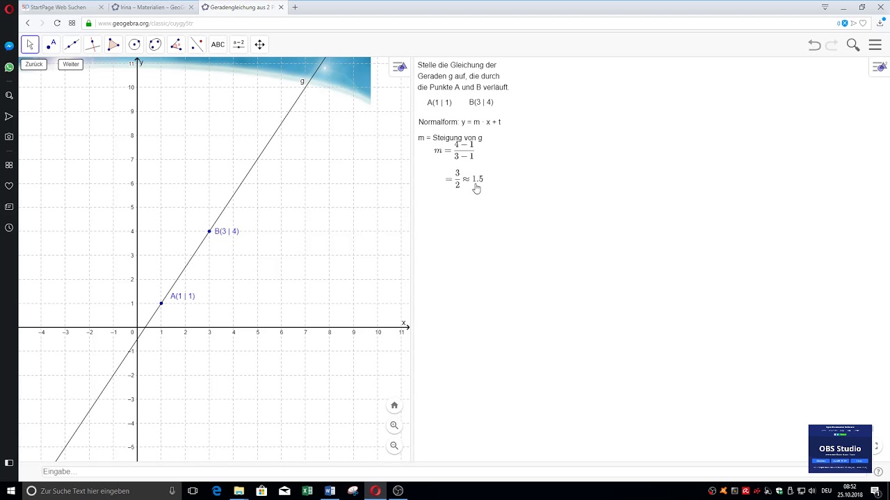 Geradengleichung Aus 2 Gegebenen Punkten Erstellen - YouTube