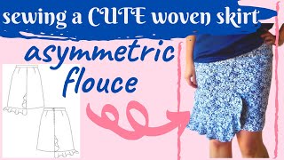 Sewing a CUTE SKIRT. Margo Skirt FREE PATTERN (Schnittchen). Asymmetric flounce. Sewing tutorial.