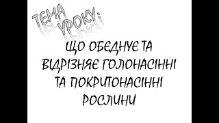 ЩО ОБ'ЄДНУЄ ТА ВІДРІЗНЯЄ ГОЛОНАСІННІ ТА ПОКРИТОНАСІННІ РОСЛИНИ