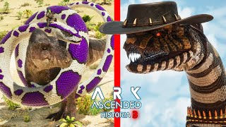 GIGANTOPHIS NUEVA SERPIENTE DINOSAURIO QUE ASFIXIA DINOSAURIOS y extraño final ARK Ascended Historia