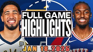 Indiana Pacers Vs Philadelphia 76ers Full Game Highlights Jan 18,2025 NBA Season 2024-25