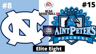 Elite Eight - #8 North Carolina vs #15 Saint Peter’s - NCAA Basketball 10 Simulation!