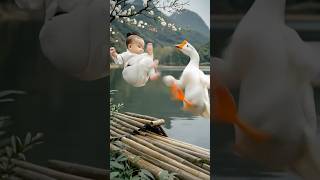 Ai generated video look like real | baby boy fighting with duck #ai #cute #foryou #fyp