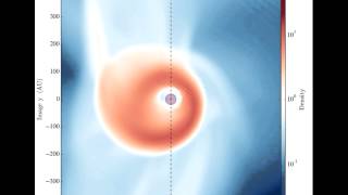 Face on view of the formation of a protoplanetary disk