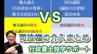 【行政書士試験】地方議員VS国会議員の除名に司法権の介入はいかに