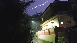 Heavy Rain & Thunder Rumble on a Quiet Rural Road, Serene Atmosphere, More Sound Sleep