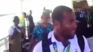 Fiji Sevens Team arrives at Nadi Airport from Rio Olympics 2016