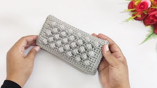 كروشيه حقيبه/محفظه/بورتفيه بغرزة الفيشاره crochet bag/crochet wallet