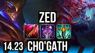 ZED vs CHO'GATH (MID) | Dominating | KR Diamond | 14.23