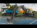 Cleaning bank with Volvo ECR145EL  | Public Work Sandy Bay | Farming Simulator 19 | Episode 1