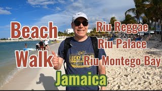 🇯🇲 [4K] Beach Walk - Riu Reggae, Riu Palace and Riu Montego Bay - Jamaica