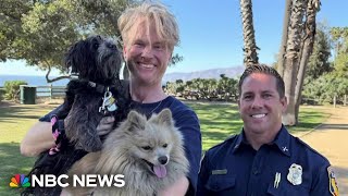 Joyful reunion of man and dog separated in fire