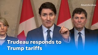 Trudeau speech on Trump tariffs on Canada calls out US for targeting allies, aligning with Putin