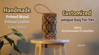 Handmade innovative wooden leather bag. #handmadebag #woodbag #leatherbag #diybag #woodworking #bag