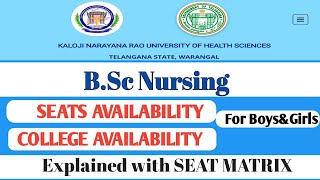 KNRUHS B.Sc Nursing Seats Details with seat matrix || Students must know Before Web Options ||