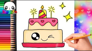 Как нарисовать ТОРТ, милый тортик просто и легко | Як намалювати торт | How to draw a Birthday cake