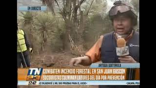 Combaten incendio forestal en San Juan Gascón