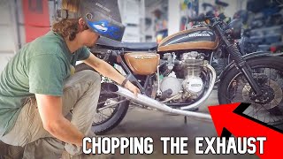 Honda CB500 Café Racer Build: CHOPPING THE EXHAUST