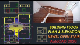 HOUSE PLAN DESIGN, ELEVATION, NEWEL OPEN STAIR PLAN & SECTIONAL ELEVATION IN AutoCAD 2020.