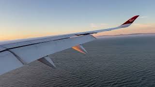 Virgin Atlantic Airbus A350-1000 BEAUTIFUL SUNSET Landing into San Francisco