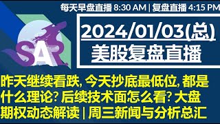 美股直播01/03[复盘] 昨天继续看跌, 今天抄底最低位, 都是什么理论? 后续技术面怎么看? 大盘期权动态解读 | 周三新闻与分析总汇