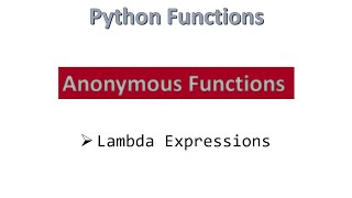 Anonymous Functions || Python [ Hindi ]