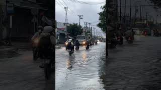 Sáng sớm Triều Lang Thang đi làm mà lội nước đây